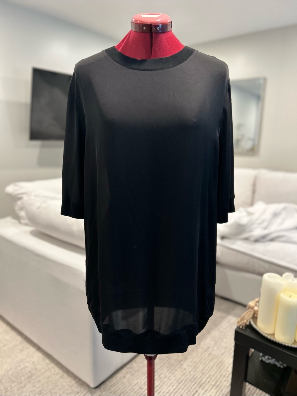 Vince Black Short-Sleeve silk Blouse - Picture 1 of 7